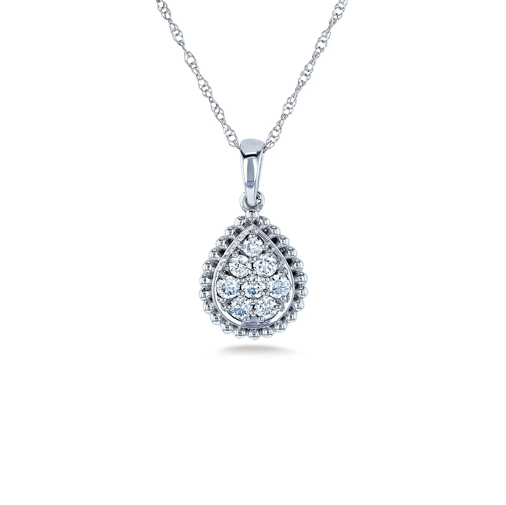 Diamond Pear Shaped Pendant and Chain 10k Gold (1/4 CTW)