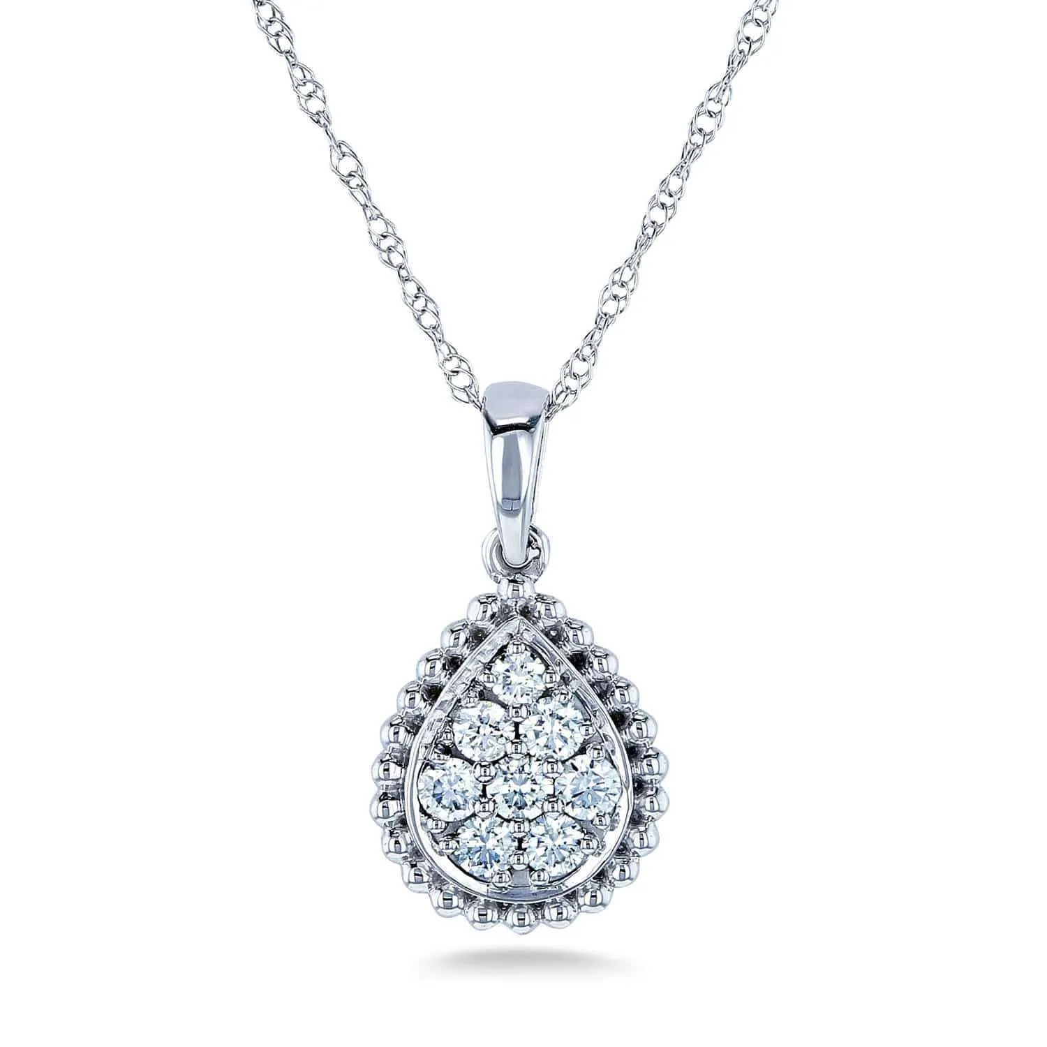 Diamond Pear Shaped Pendant and Chain 10k Gold (1/4 CTW)