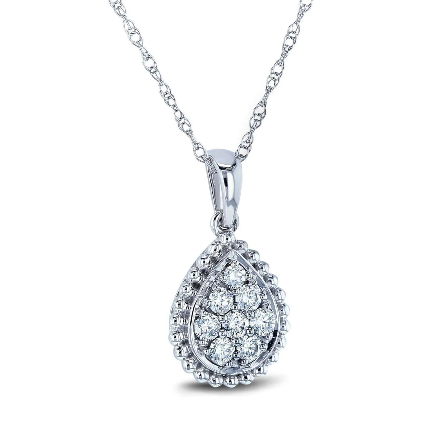 Diamond Pear Shaped Pendant and Chain 10k Gold (1/4 CTW)