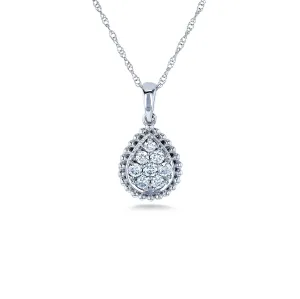 Diamond Pear Shaped Pendant and Chain 10k Gold (1/4 CTW)