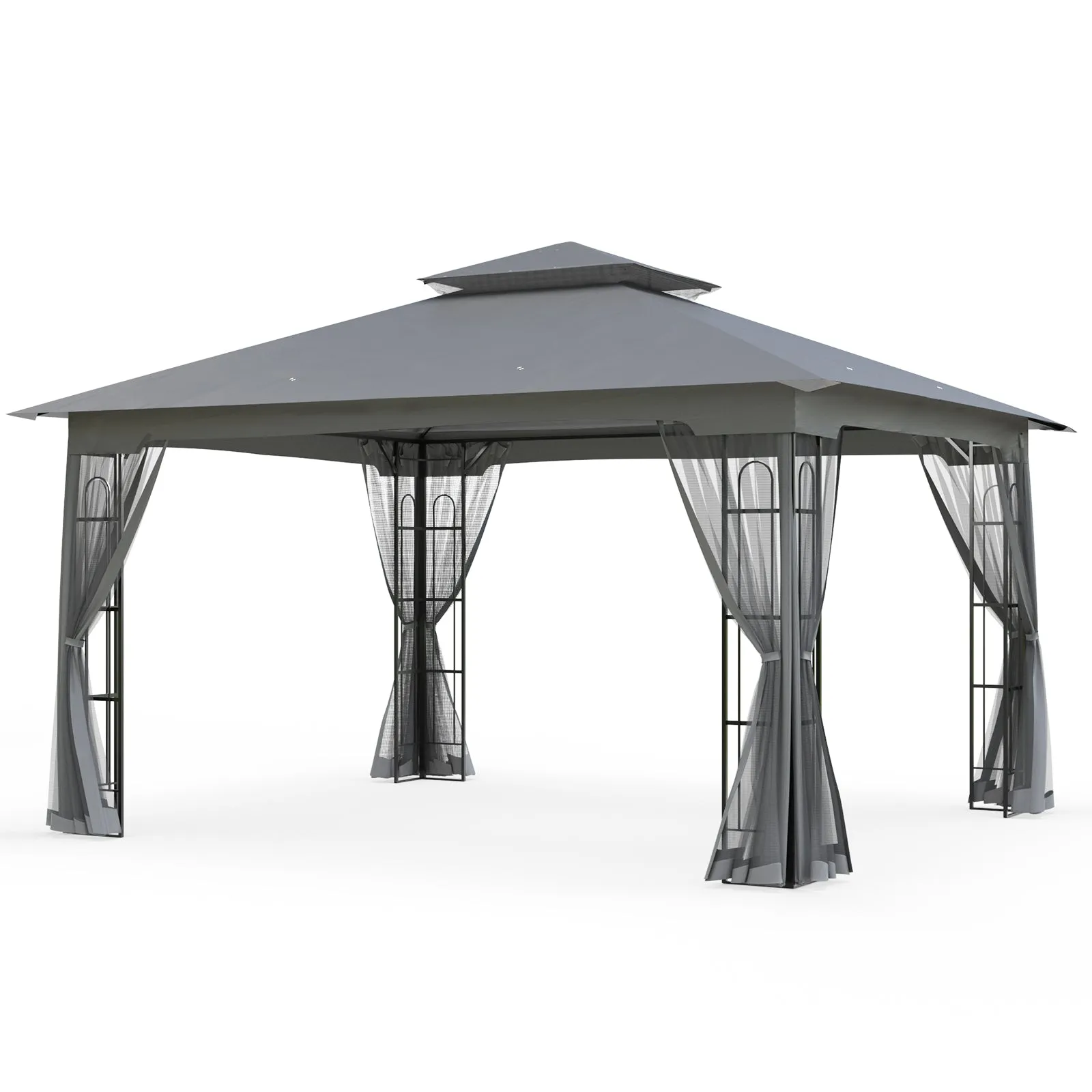 EAGLE PEAK Patio Soft Top Gazebo with Mosquito Netting 13x11 at Top, 12x10 Footprint