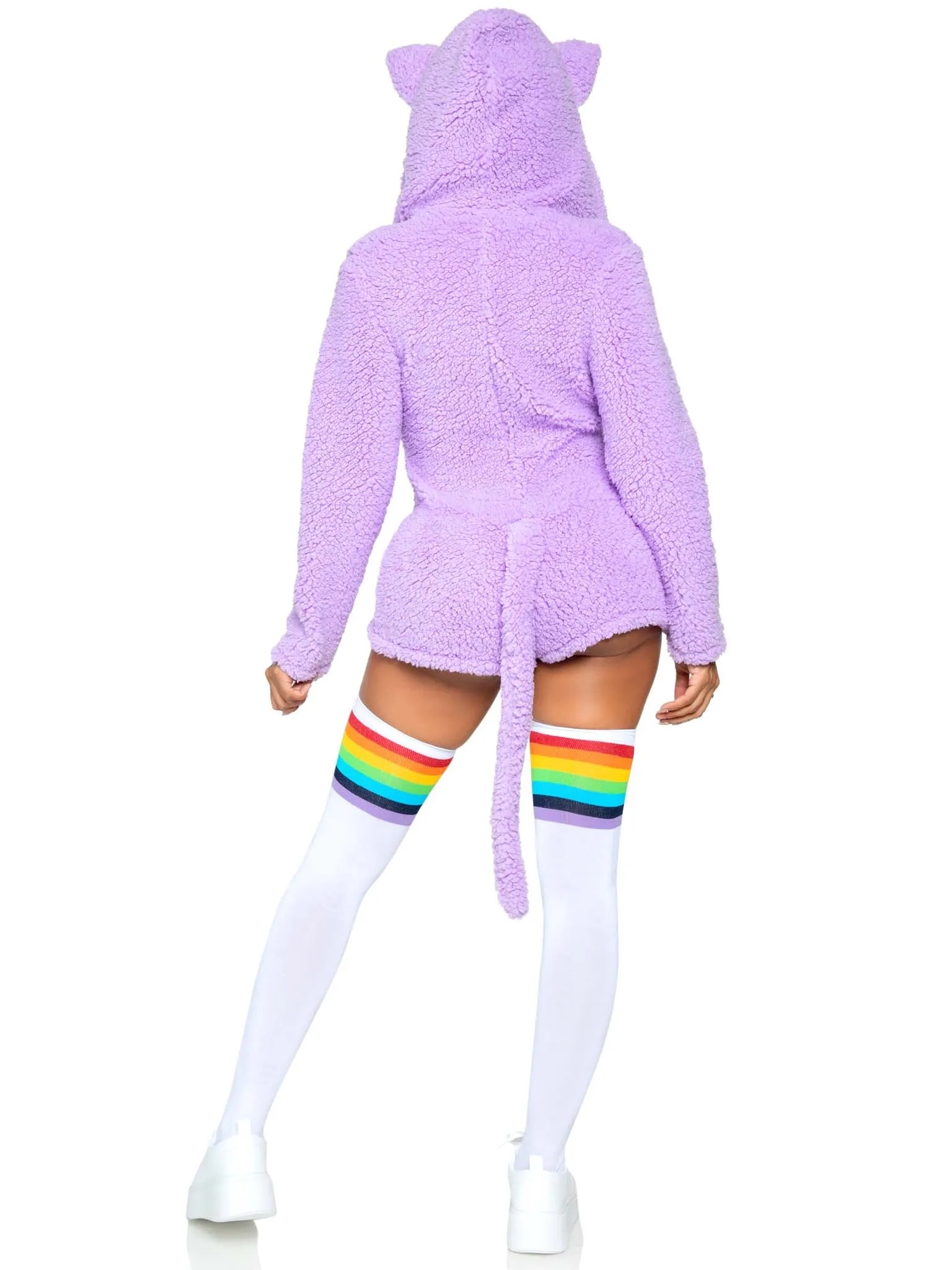 Fluffy Cuddle Kitty Long Sleeve One-piece Suit in Lavender