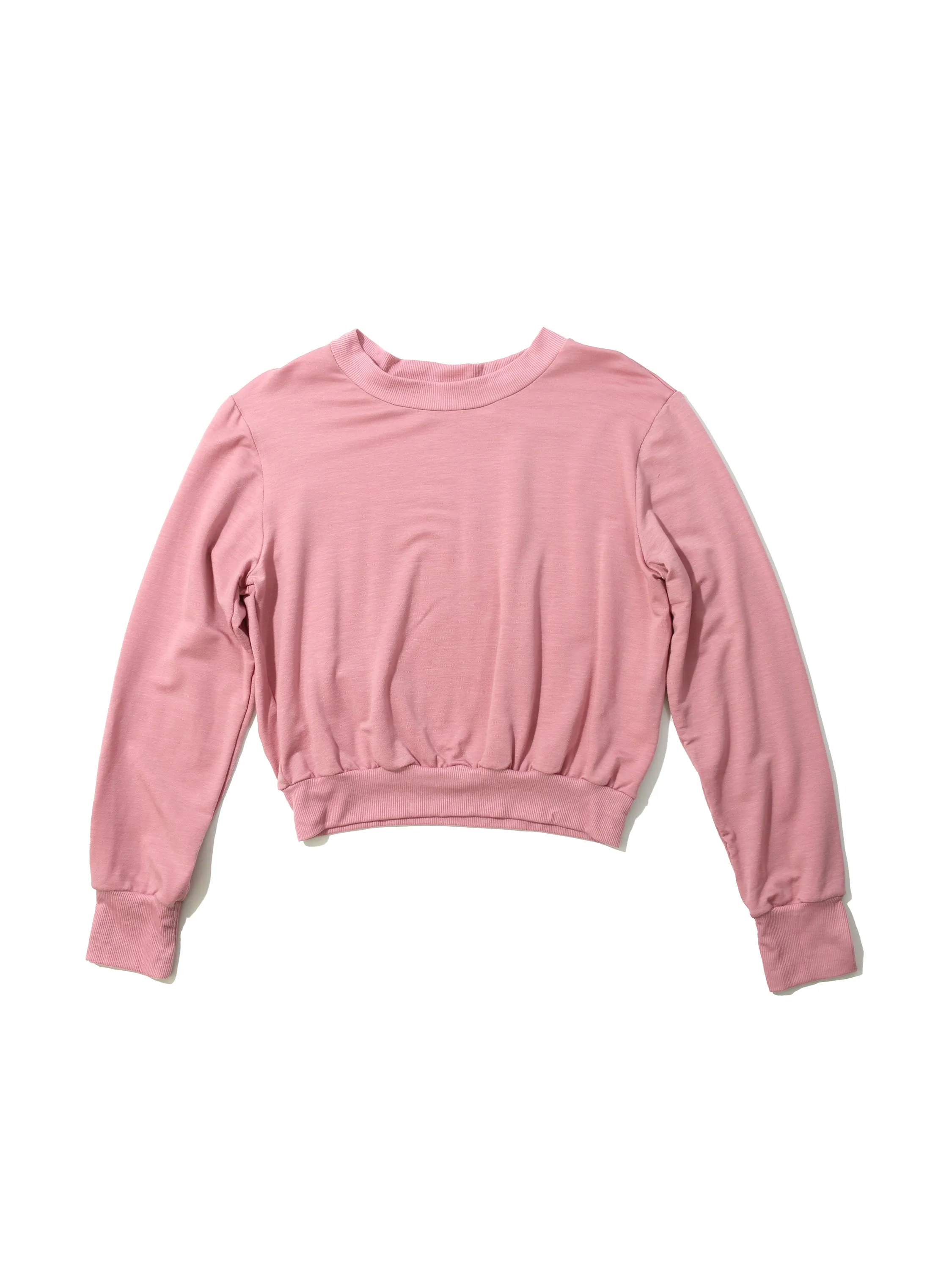 French Terry Cropped Crew Sweatshirt Mauve Orchid Pink Sale