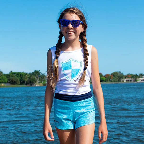 Girls Tie Tank | White | Tidal Waves