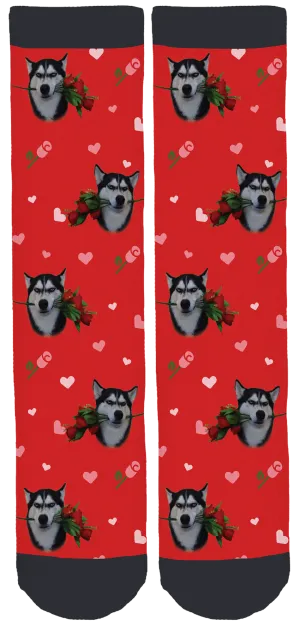 Grumpy Husky Rose Socks