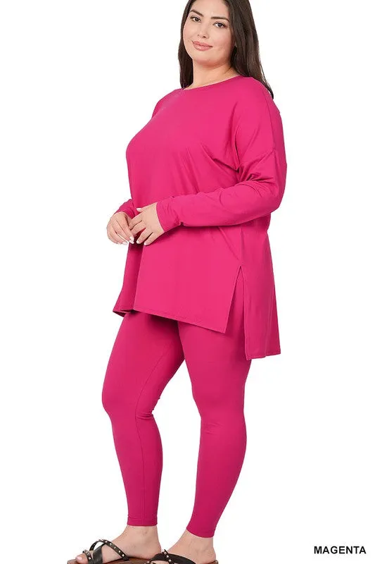 Hi Curvy Plus Size Women Brushed DTY Microfiber Loungewear Set