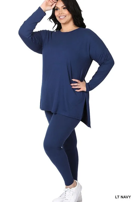 Hi Curvy Plus Size Women Brushed DTY Microfiber Loungewear Set