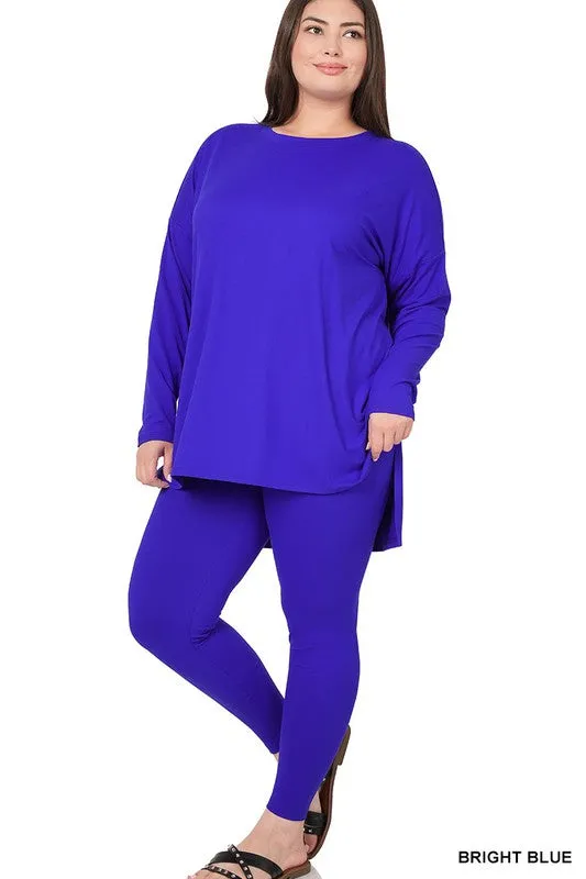 Hi Curvy Plus Size Women Brushed DTY Microfiber Loungewear Set