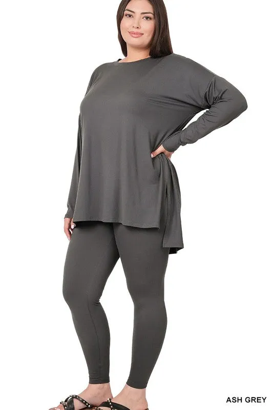 Hi Curvy Plus Size Women Brushed DTY Microfiber Loungewear Set