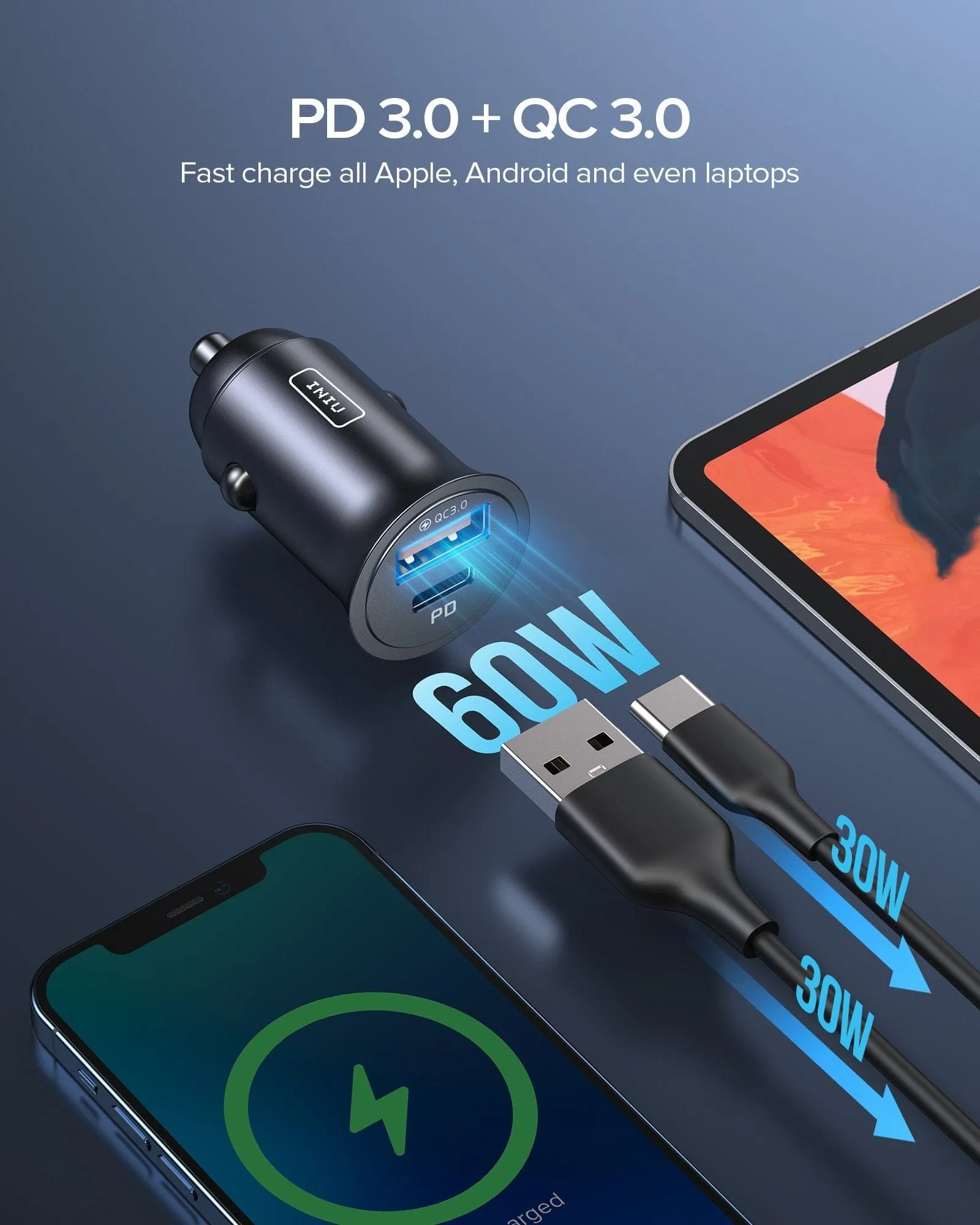 INIU I710 2-Port Fast Car Charger 60W