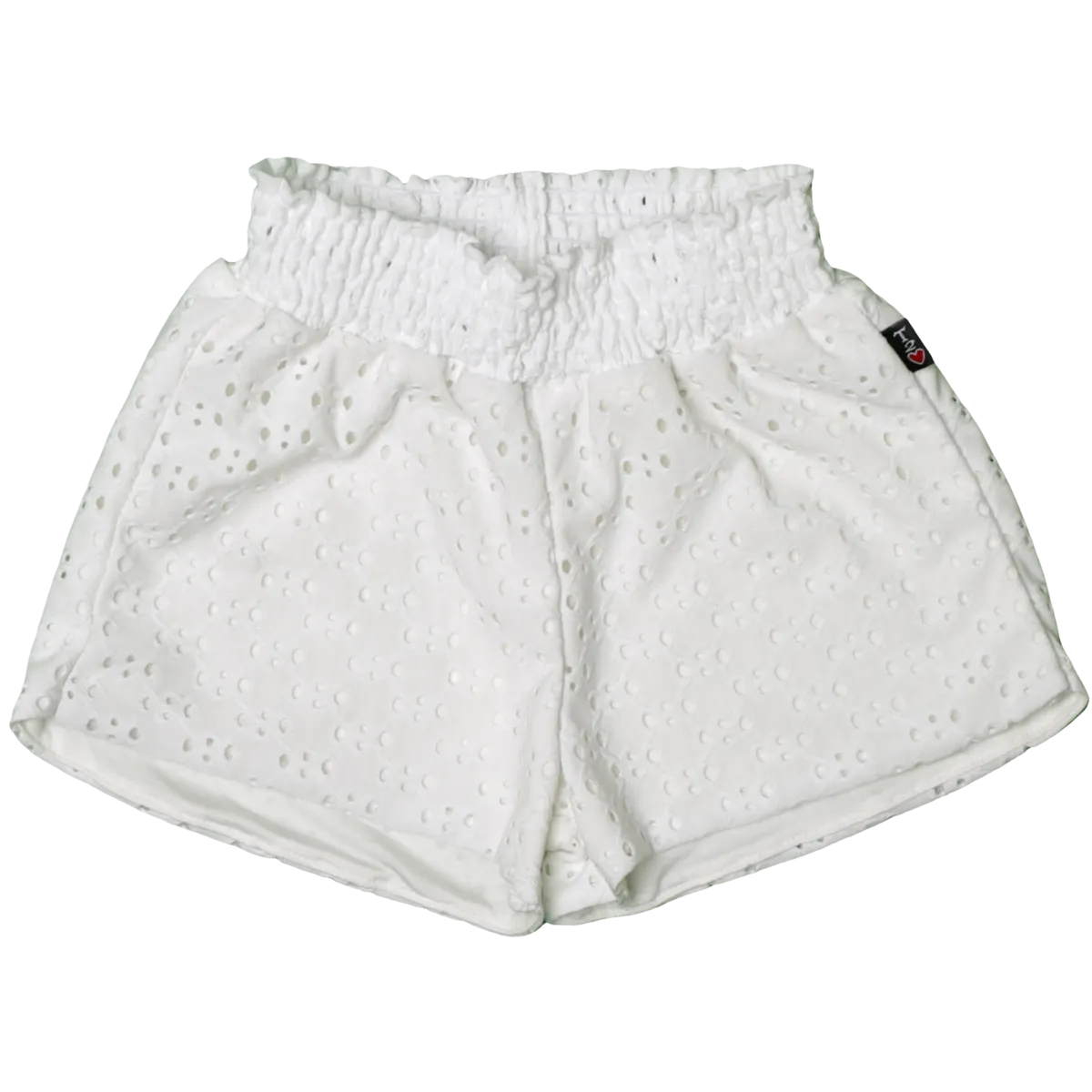 Ivory Eyelet Smocking Shorts