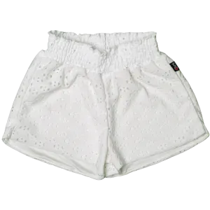 Ivory Eyelet Smocking Shorts