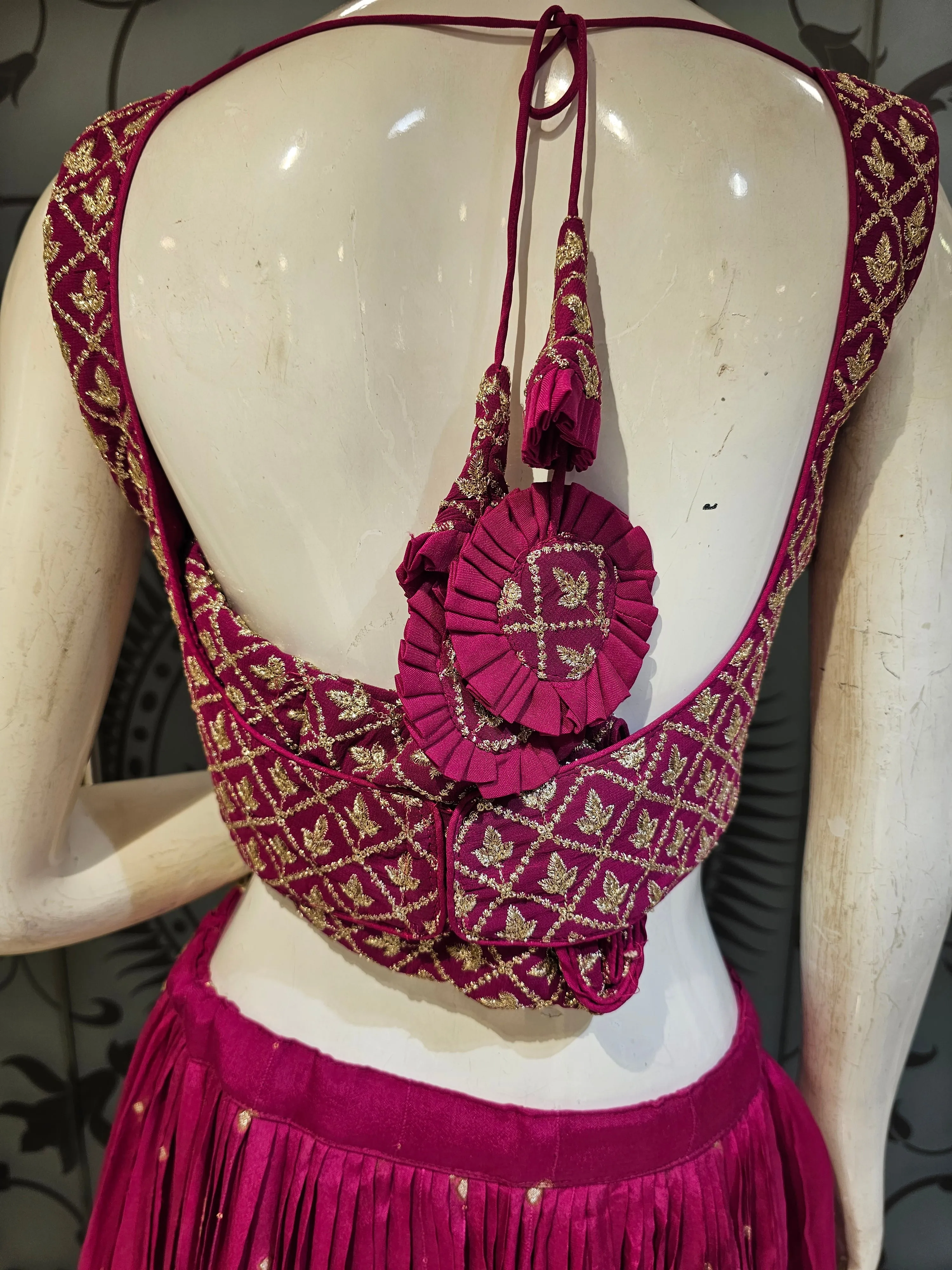 Magenta Lehenga Choli with Potli