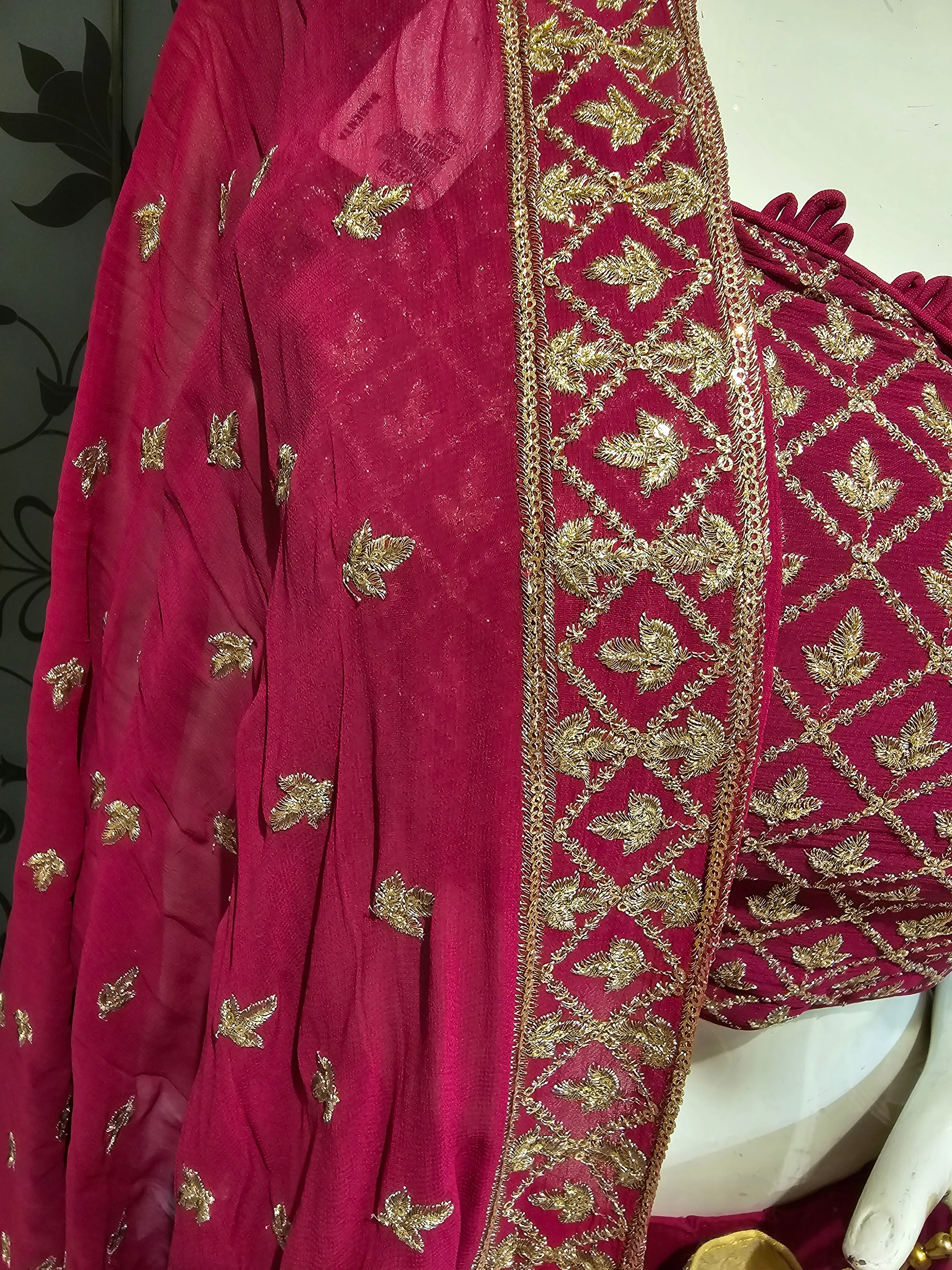 Magenta Lehenga Choli with Potli