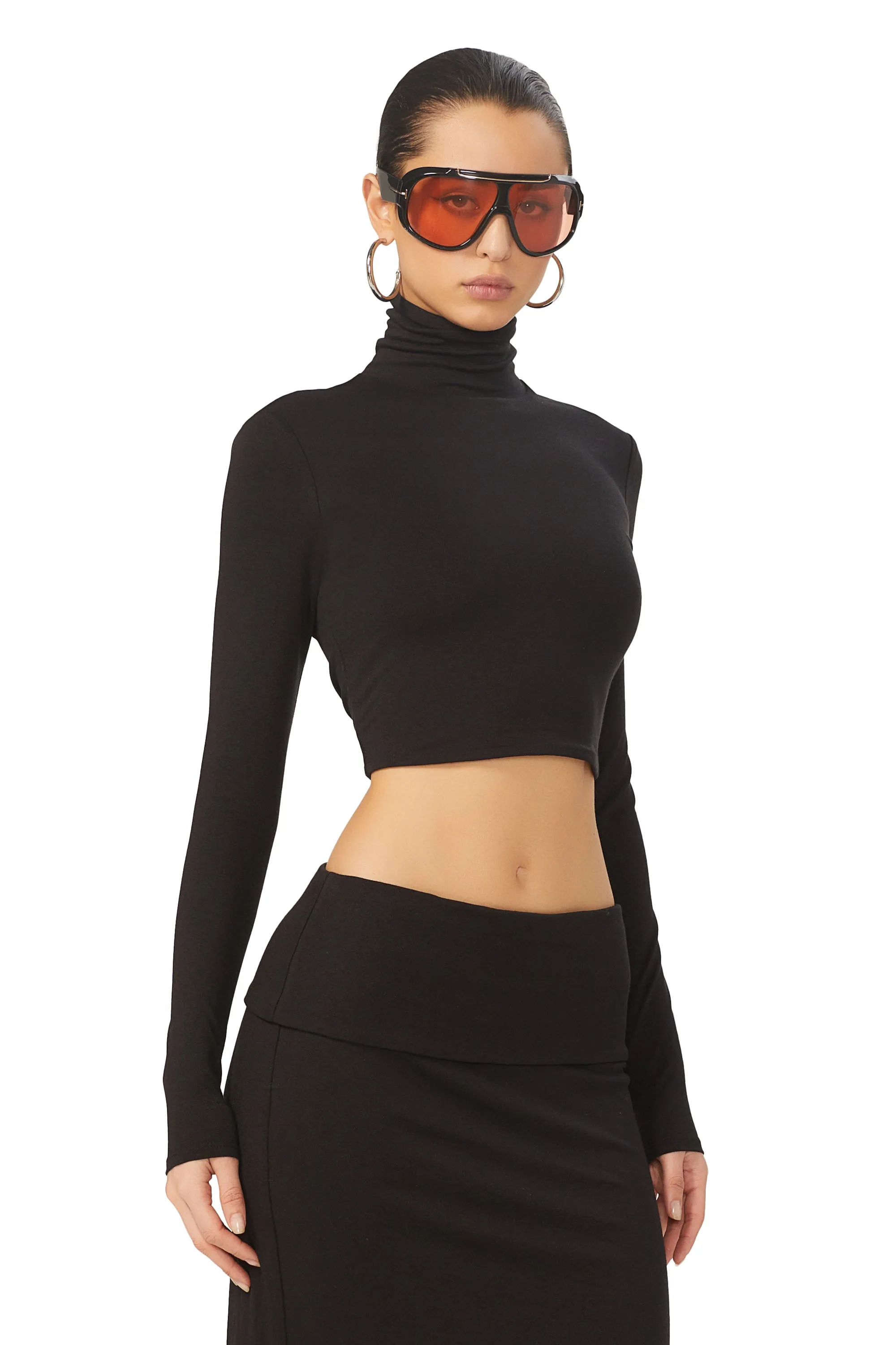 Micaela Crop Turtleneck - Noir