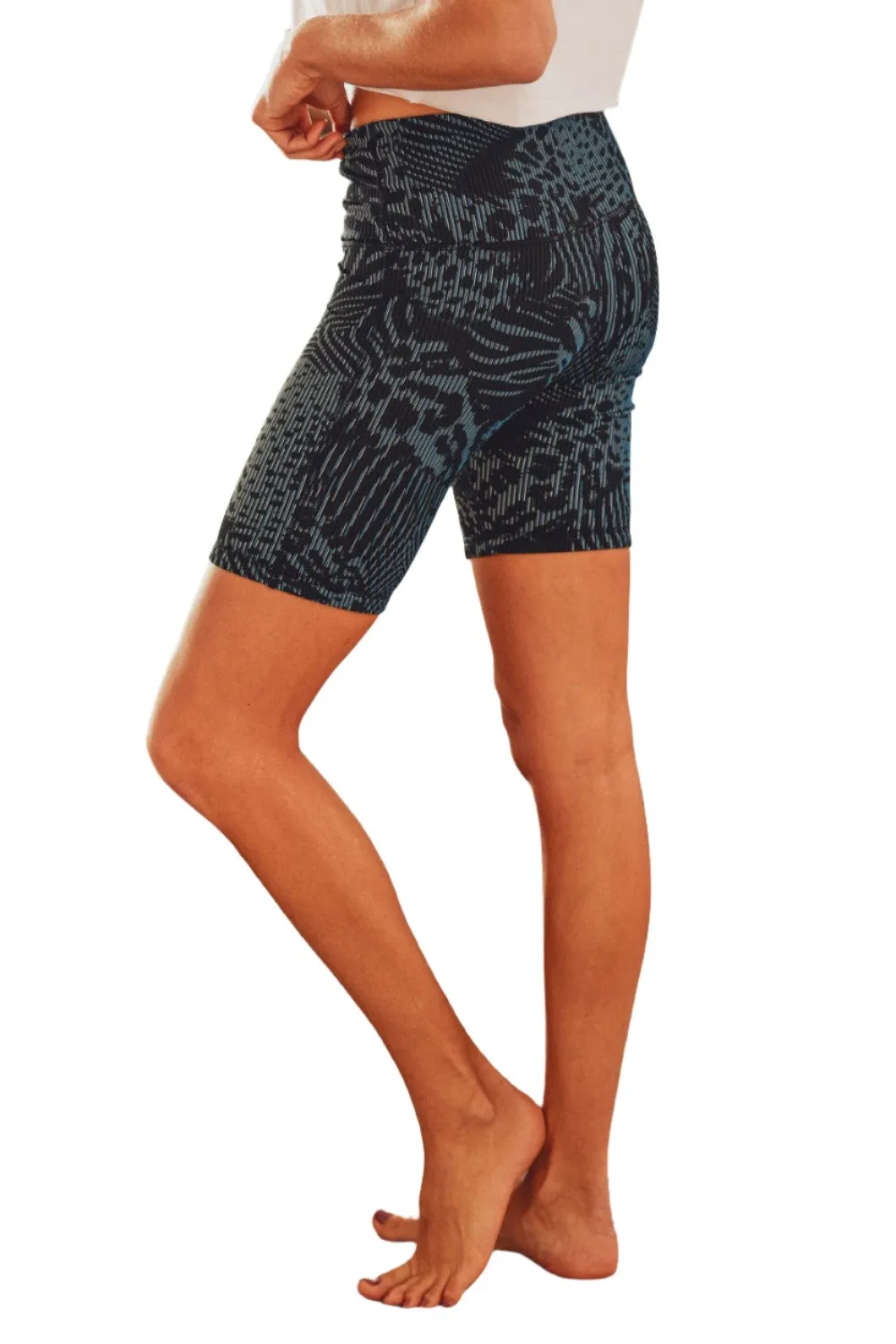 Mono B Textured Safari Jacquard High-Waisted Biker Shorts APH3164