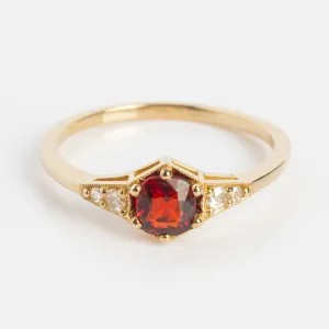 One of a Kind Red Spinel with Rose Cut Diamond Ring