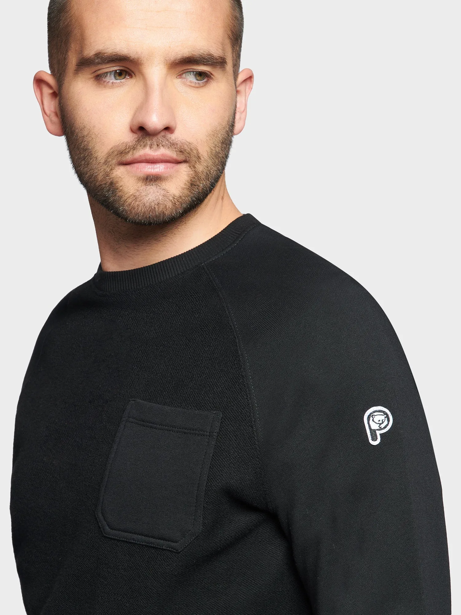 Premium Black P Bear Reverse Loopback Sweater