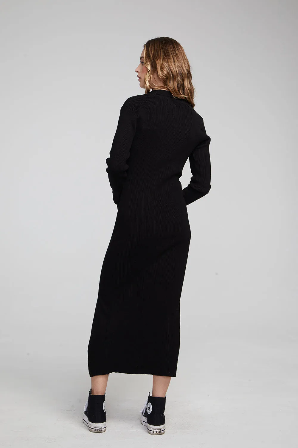 Palm Shadow Black Midi Dress