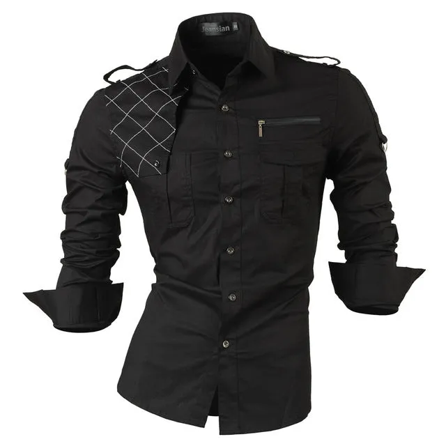 Patchwork Casual Slim Fit Long Sleeve Shirt #8371