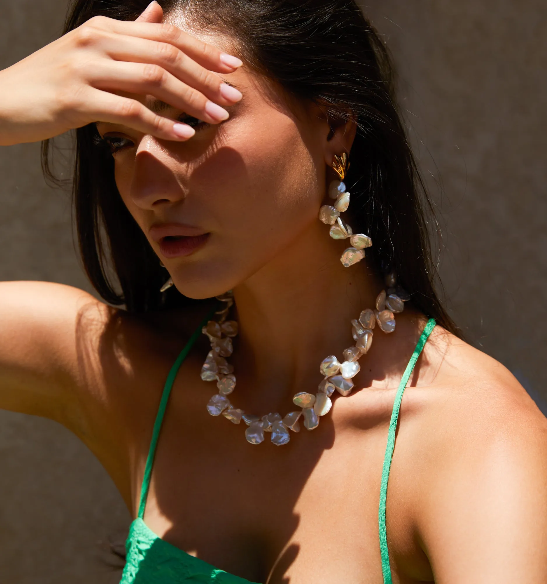 Petal Earrings With Baroque Pearls