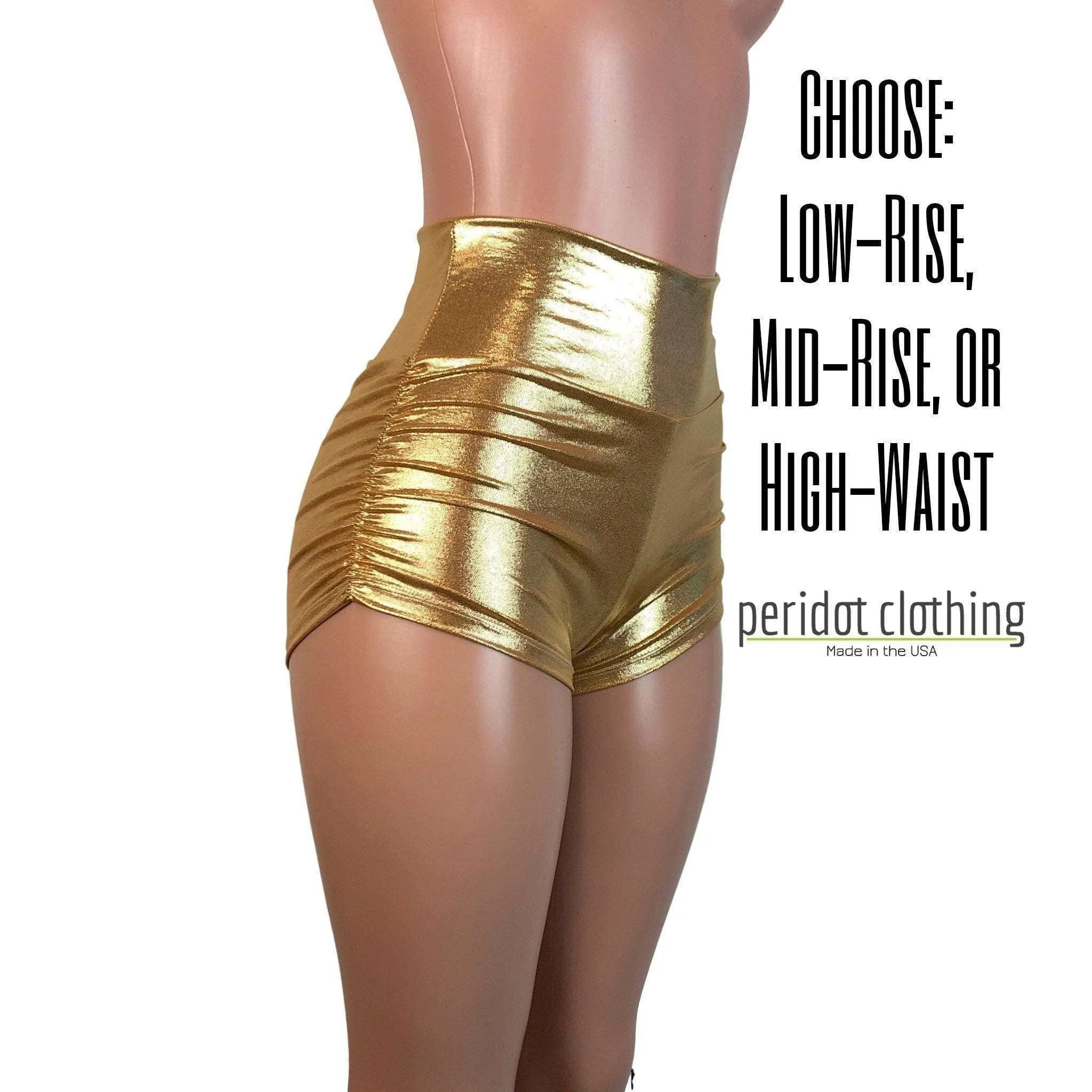 Ruched Booty Shorts - Gold Mystique Metallic