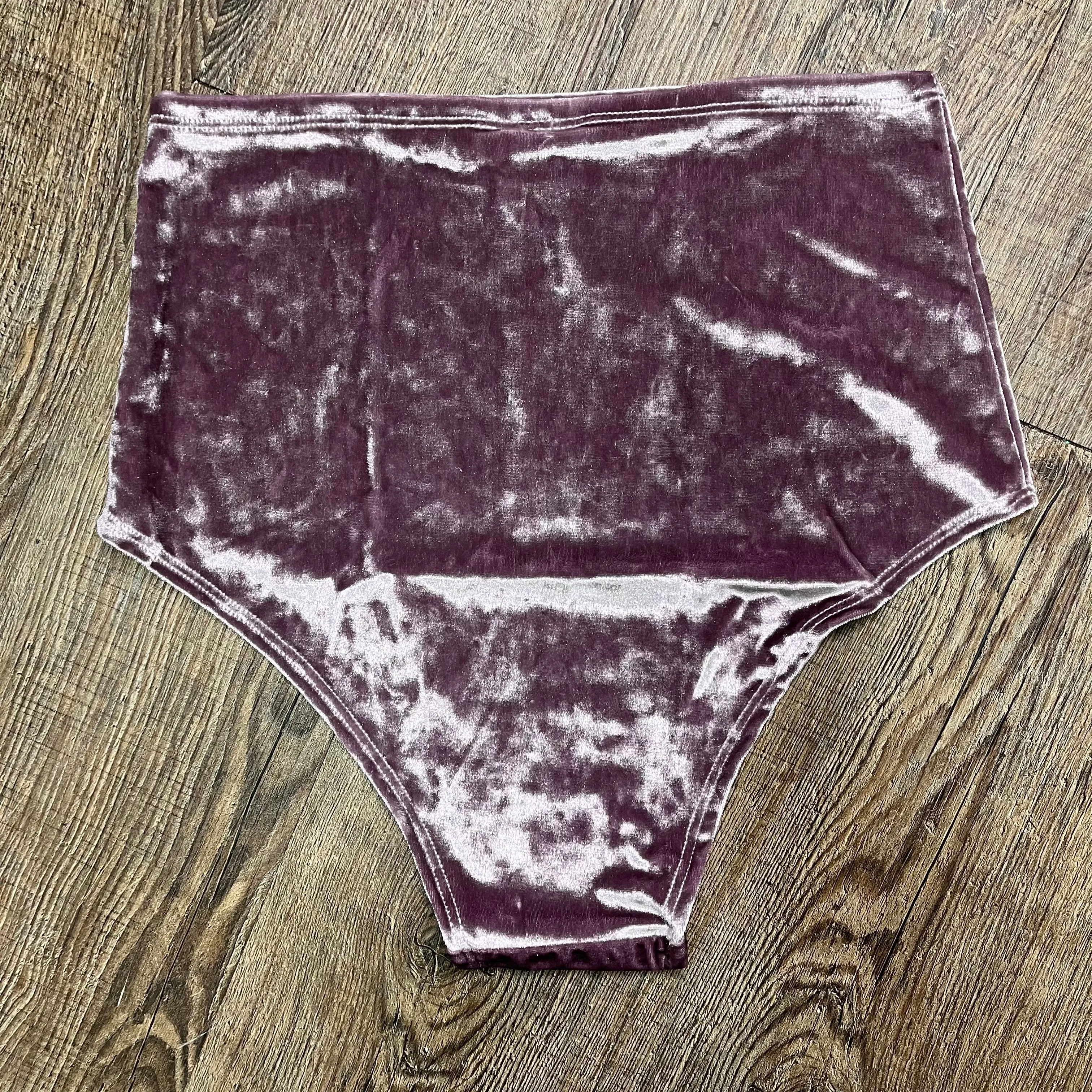 SALE - High Waist Hot Pants - Dusty lilac Crushed Velvet