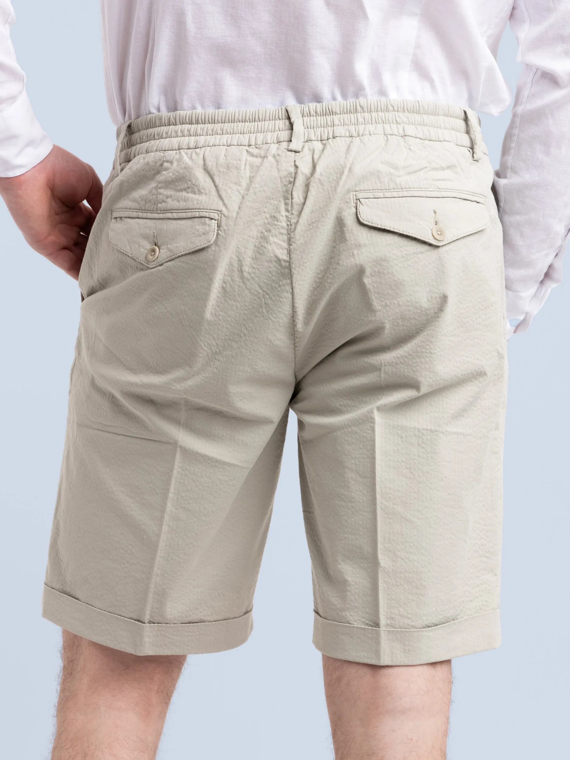 Sand Green Seersucker Bermudas