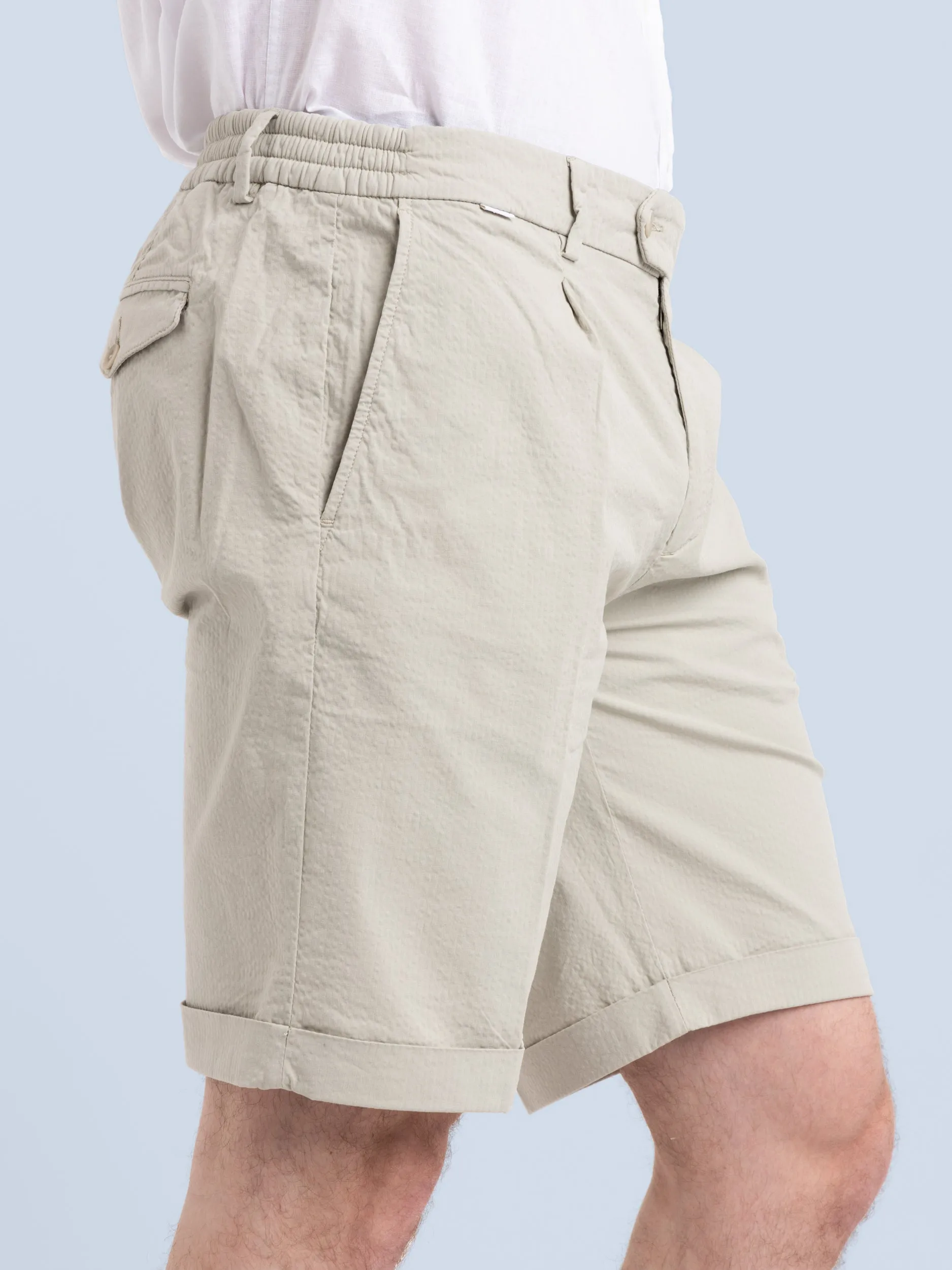 Sand Green Seersucker Bermudas