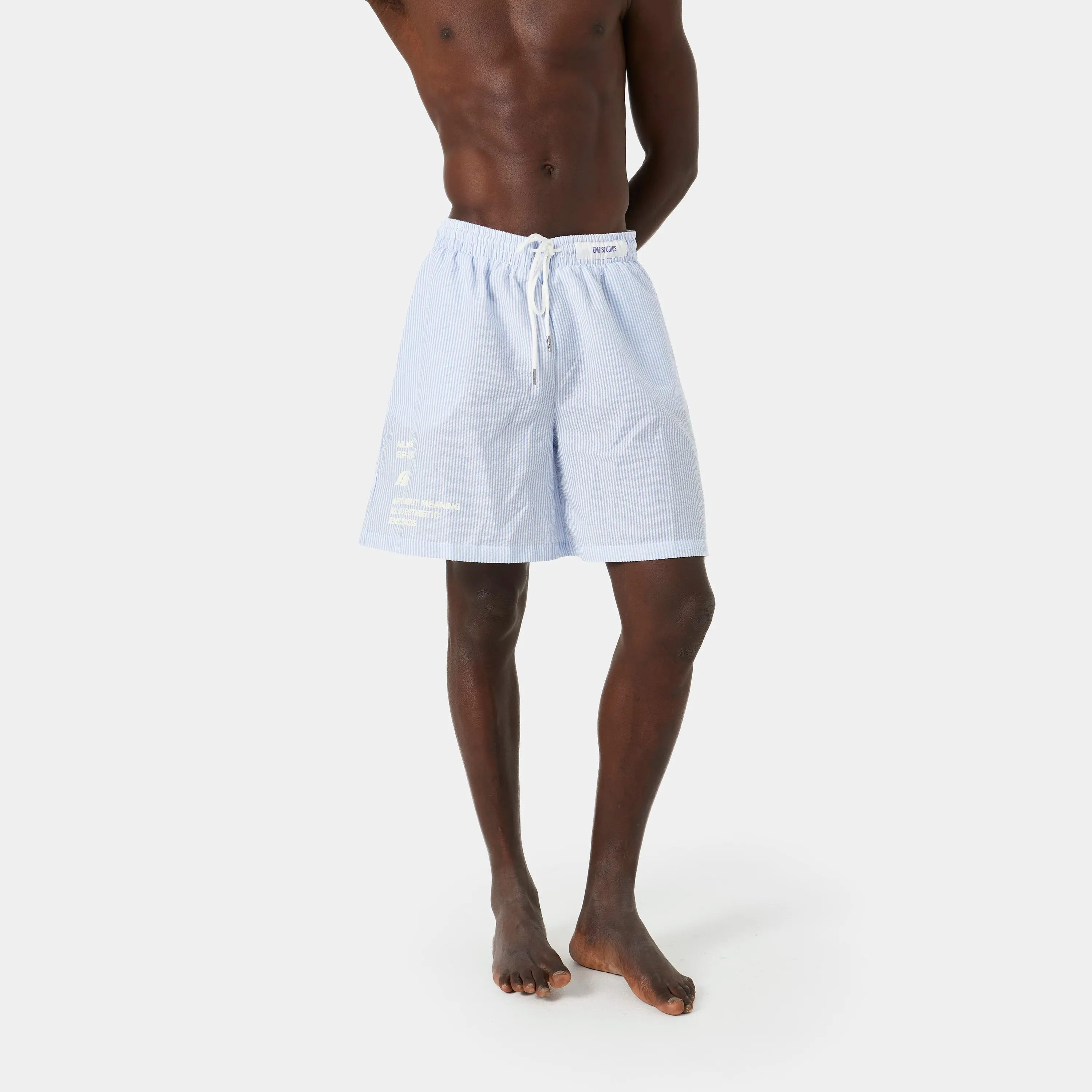 Seersucker Shorts White And Blue