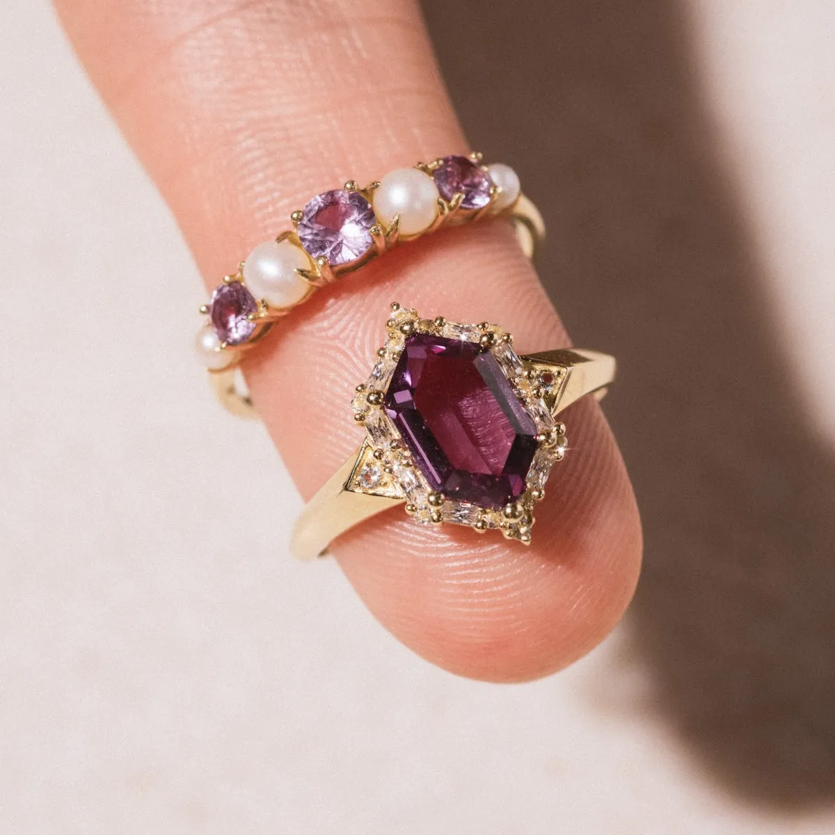 Solid Gold 2024 June Capsule Vintage Inspired Alexandrite Statement Ring