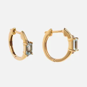 Solid Gold 2024 March Capsule Aquamarine Baguette Huggie Hoops