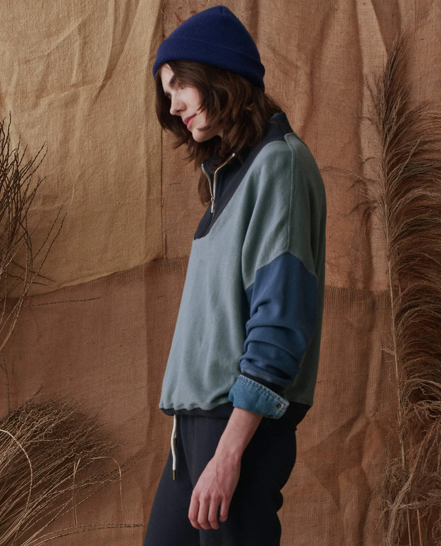 The Colorblock Trail Sweatshirt. -- Indigo