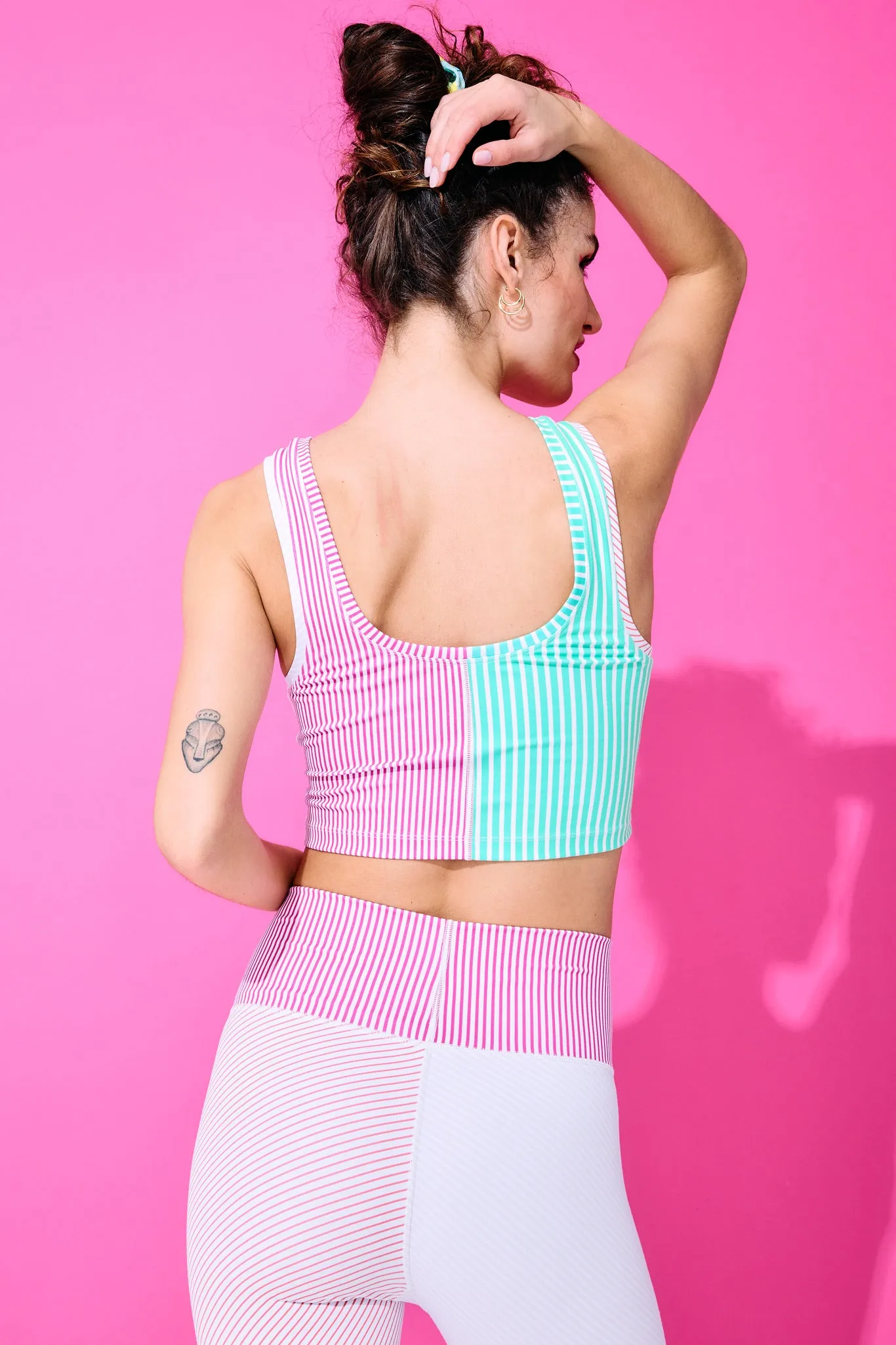 TLC Split Crop Top in Stripe