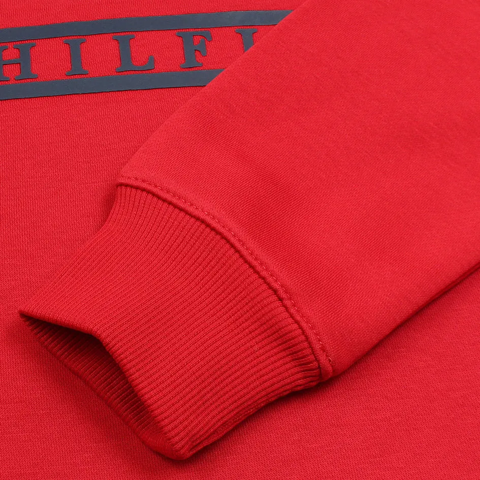 TM - Men 'Red' Printed Logo Fleece Sweatshirt TM484