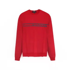 TM - Men 'Red' Printed Logo Fleece Sweatshirt TM484