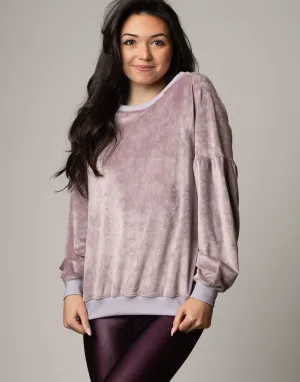 Velour Gathered Sleeve Pullover Orchid