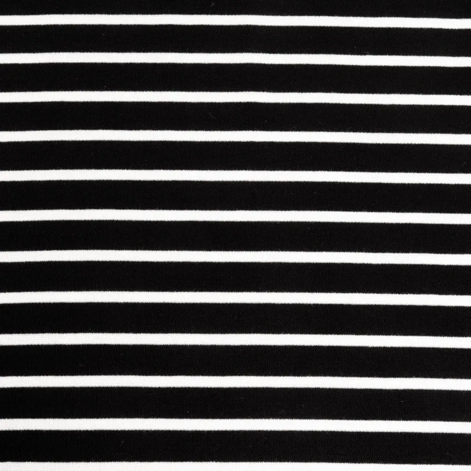 White Striped Black Microfibre Jersey