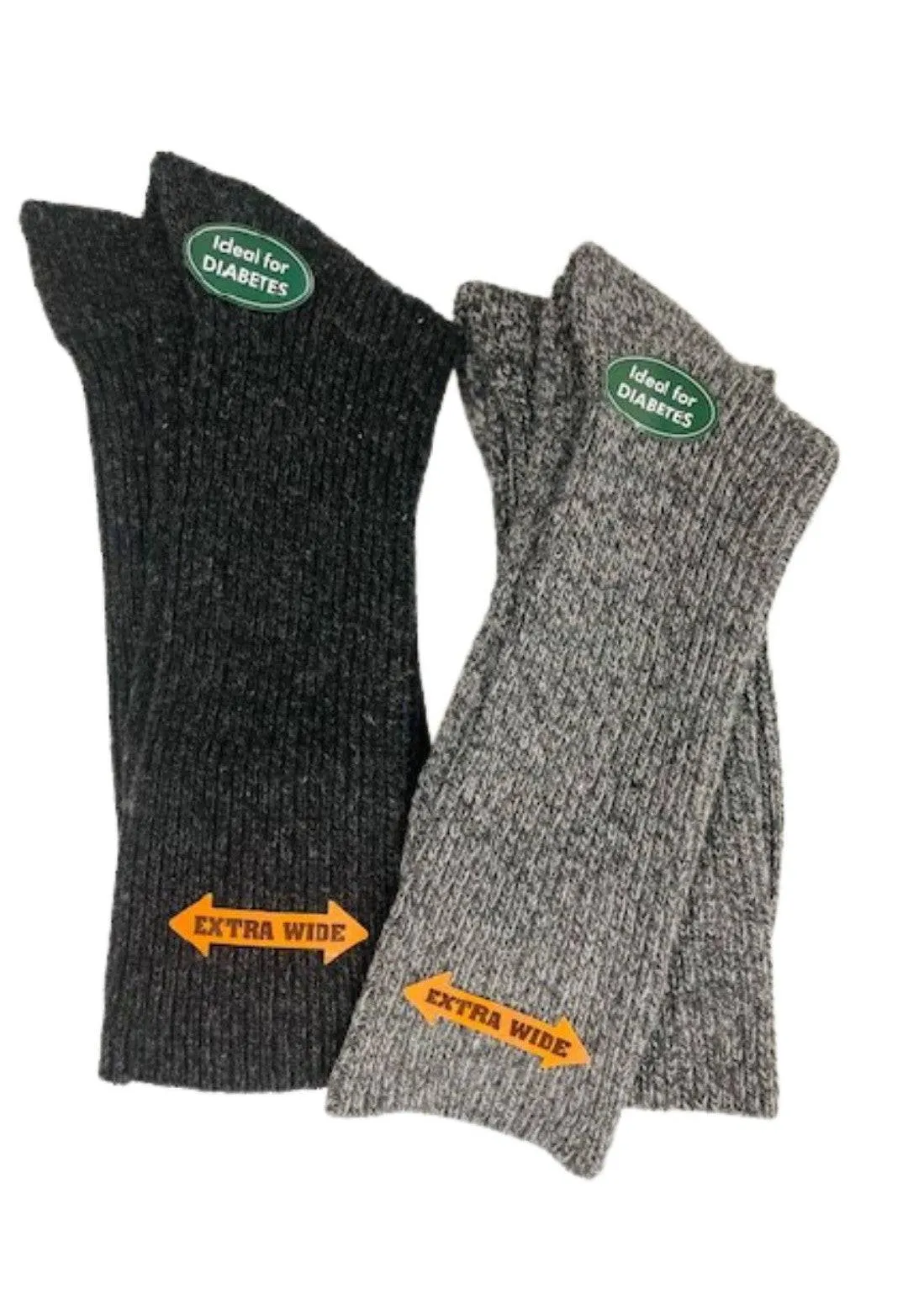 Women’s Diabetic Crew Socks with Extra Wide Calf - Regenerated Wool Ecofriendly Footwear