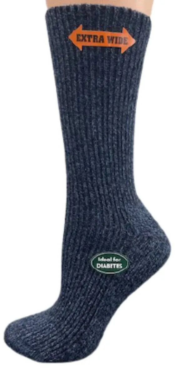 Women’s Diabetic Crew Socks with Extra Wide Calf - Regenerated Wool Ecofriendly Footwear