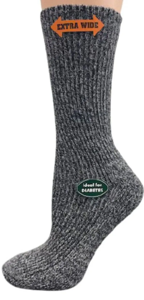 Women’s Diabetic Crew Socks with Extra Wide Calf - Regenerated Wool Ecofriendly Footwear