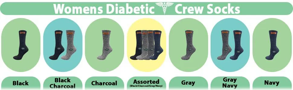 Women’s Diabetic Crew Socks with Extra Wide Calf - Regenerated Wool Ecofriendly Footwear