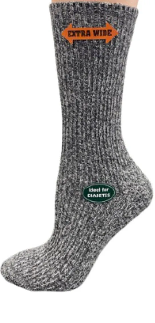 Women’s Diabetic Crew Socks with Extra Wide Calf - Regenerated Wool Ecofriendly Footwear