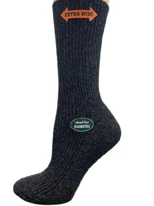 Women’s Diabetic Crew Socks with Extra Wide Calf - Regenerated Wool Ecofriendly Footwear